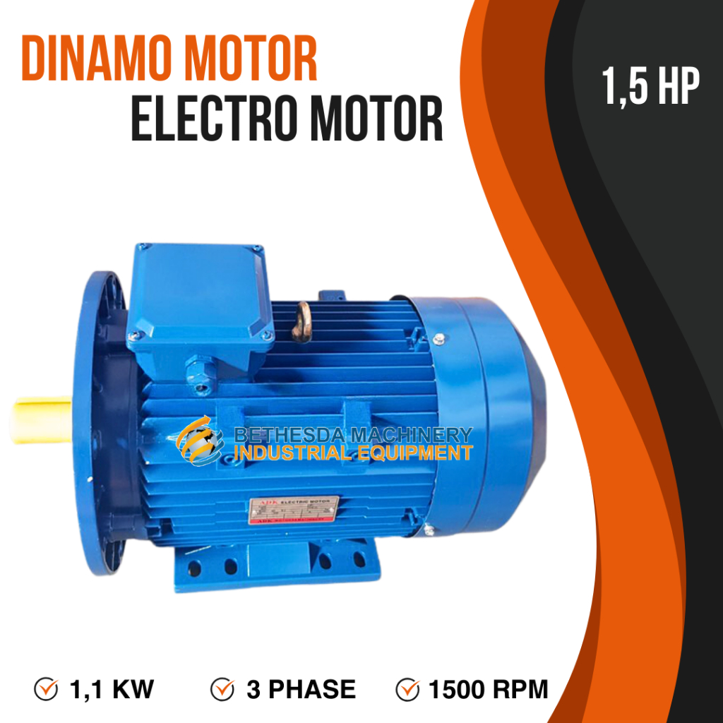 Dinamo 1.5 HP 1.1 KW 1500 RPM Electro Motor 3Phase Motor Listrik 1,5HP Electrical