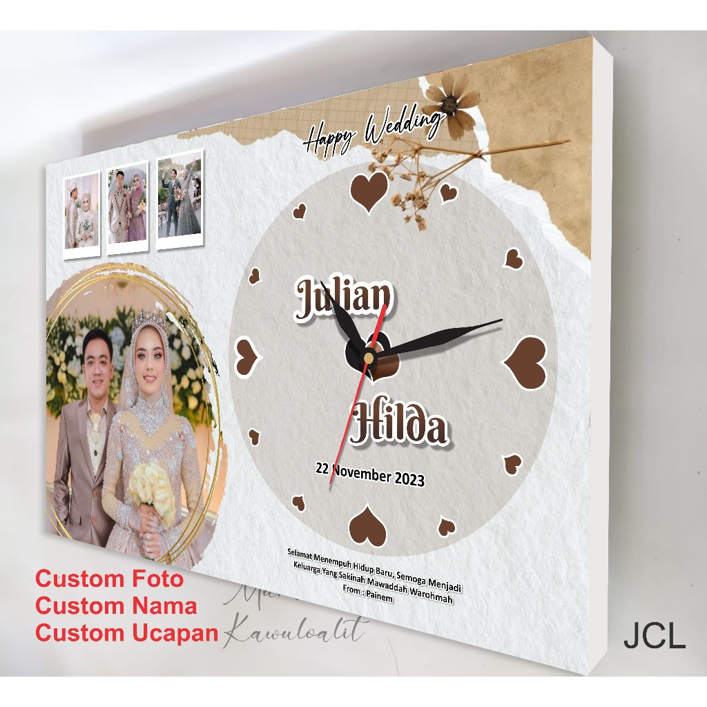 Jam dinding custom foto kado wisuda ulang tahun hampers pernikahan wedding unik ukuran jumbo besar