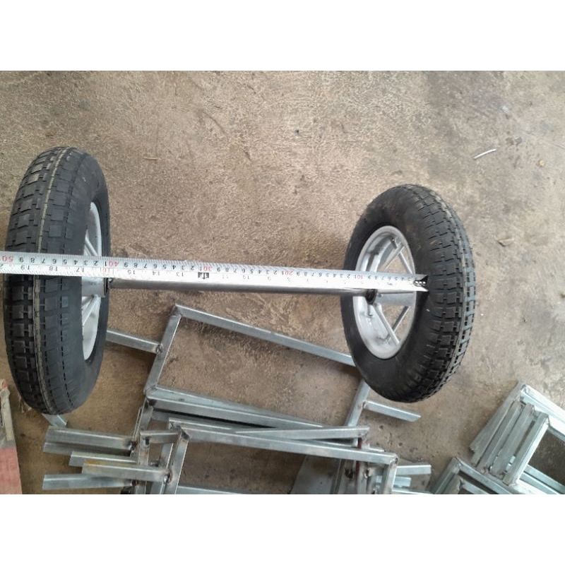 RODA GEROBAK PAKET KOMPLIT PELEK TEROLI +panjang AS RODA 60 CM+BAN LUAR DALAM 2 PIC R-8