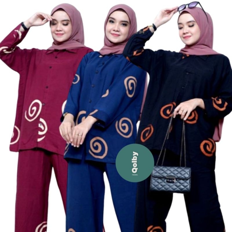 Setelan Jumbo Ld 130 Java Set / Waka Cap/ Malaman Navy Pola/ Setelan Cp Waka Jumbo