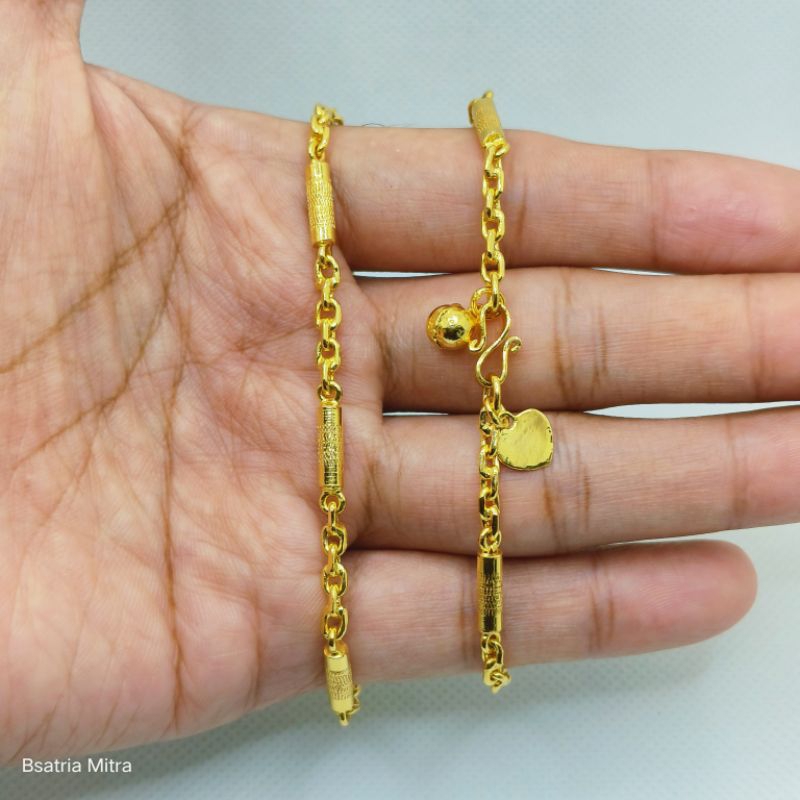 Perhiasan Gelang Nori Bambu Pasir Lapis Emas 24K