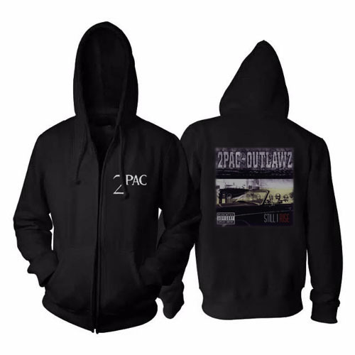 Jaket Hoodie 2Pac Outlawz Tupac Shakur Hoodie Ritsleting Bahan Cotton Fleece New Zipper Hoodie