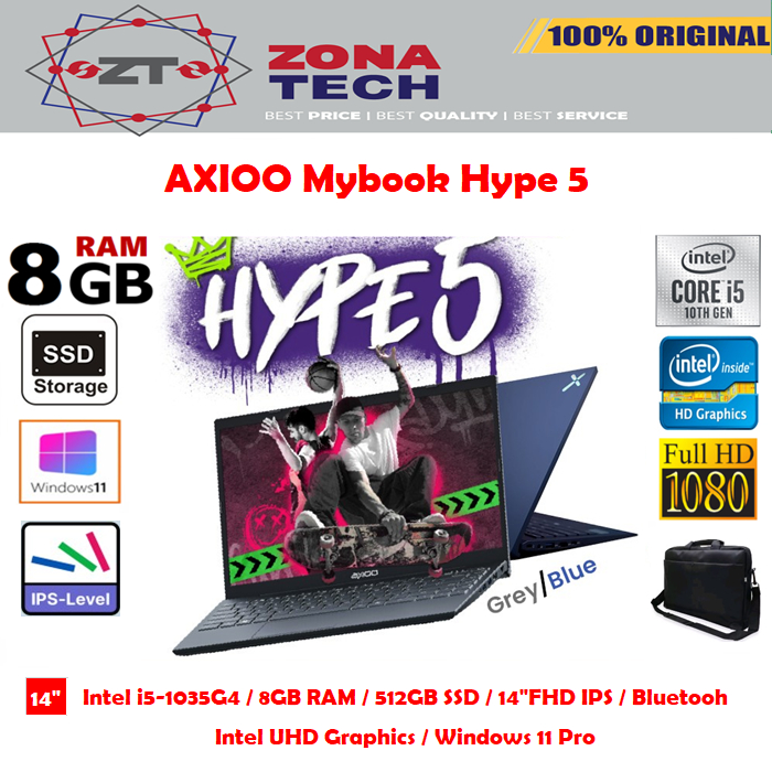 AXIOO MyBook HYPE 5 i5-1035G4 8GB 512GB SSD 14&quot;FHD IPS Win11 PRO