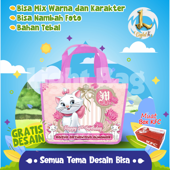 

TAS SOUVENIR ULTAH MARRIE CAT CUSTOM / TAS SOUVENIR PREMIUM / GRATIS DESAIN / BONUS FOTO ANAK / GOODIE BAG CUTE MARRIE CAT / TAS ULANG TAHUN MARRIE CAT / TAS ULTAH CUSTOM / TAS SOUVENIR 2 HARI JADI / TAS ULTAH / TAS ULANG TAHUN / BISA TAMBAH FOTO ANAK