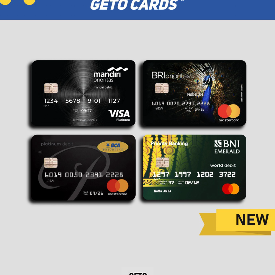 Model Baru Stiker Sticker Skin Kartu Atm Fake Prioritas BCA MANDIRI BRI BNI | GETOCARD GETO CARDS Di