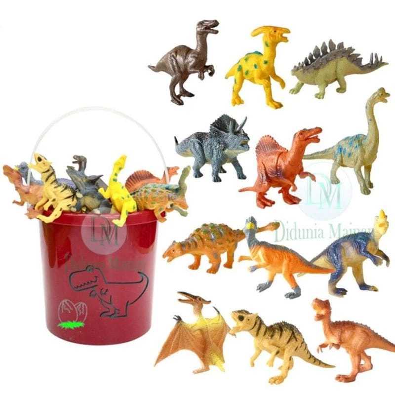 MAINAN ANAK BINATANG DINOSAURUS KARET JUMBO ISI 12PCS DUNIA DINOSAUR PROMO TERMURAH COD