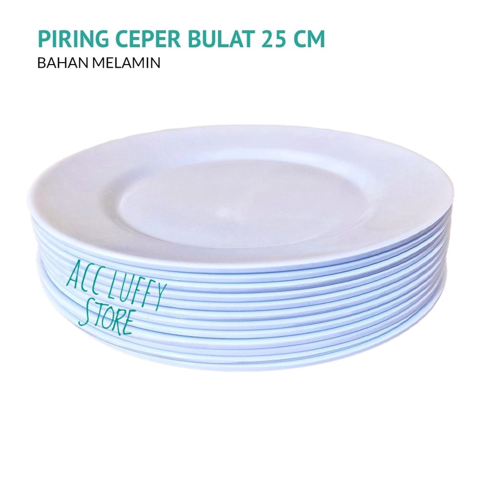 - Satu Lusin/12 PCS piring Prasmanan - Piring Melamin Bulat Ceper Besar - Piring Melamin Ceper 25cm 
