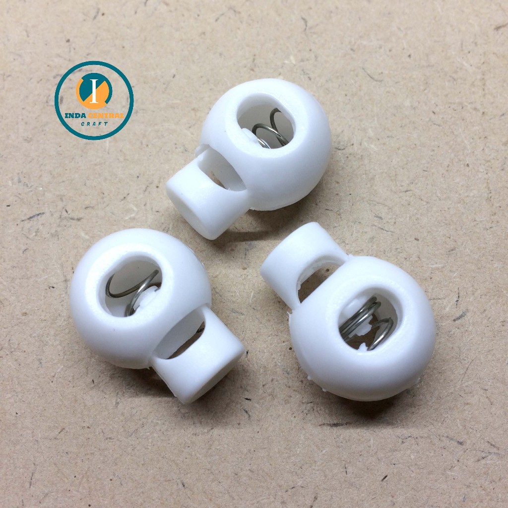 Stopper Tali Kur Model Tinju/Stopper Tali Serut Bulat Putih (10 PCS)