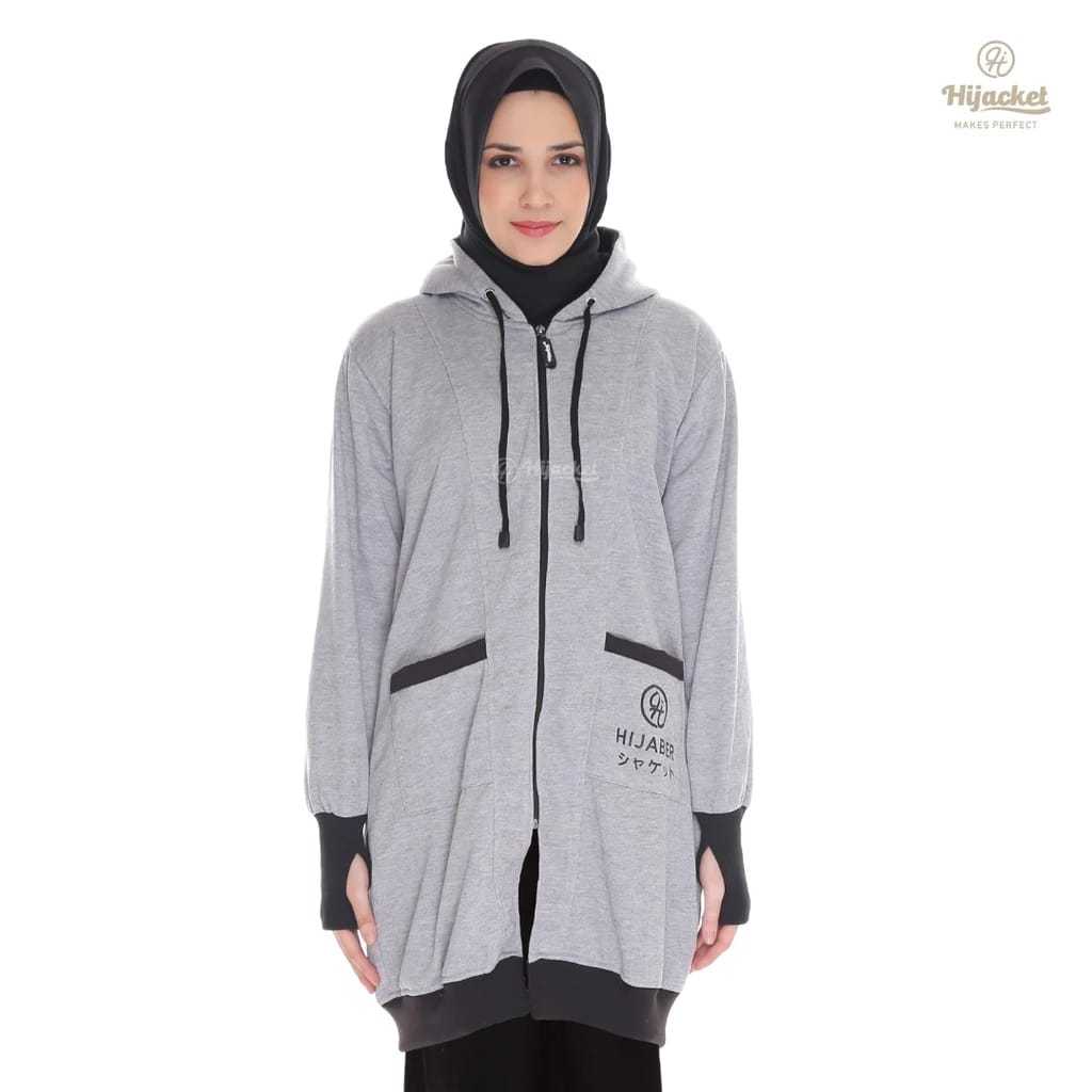 HIJACKET - Jaket Hijaber YUKATA Grey | Jaket Wanita Panjang | Outerwear For Hijaber