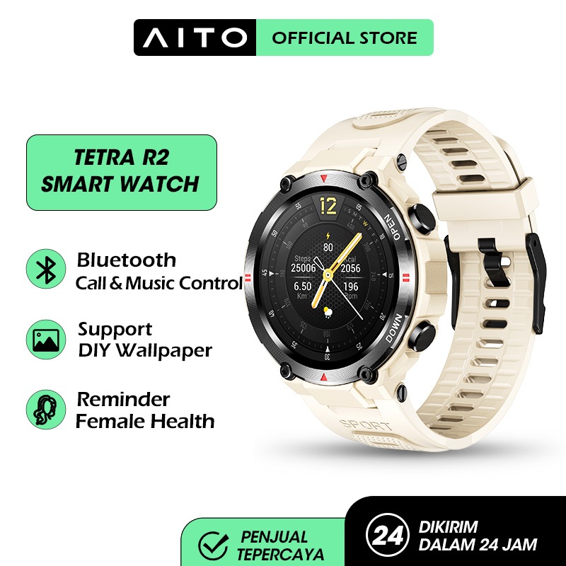 AITO Tetra R2 Smartwatch Waterproof IP68 Bluetooth Call Jam Tangan Pria Sleep Heart Rate Blood Pressure Monitoring Jam Tangan Wanita Sport Watch 400mAh Super Long Standby SmartWatch-Grey