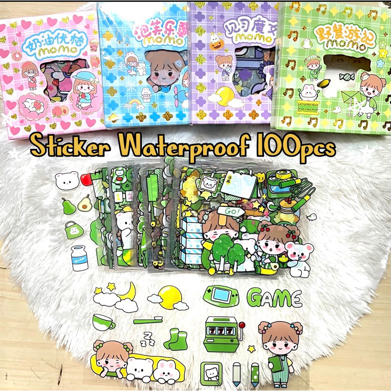 

100pcs/BOX STIKER MOMO WATERPROOF | STICKER PREMIUM STIKER TAHAN AIR STIKER LUCU
