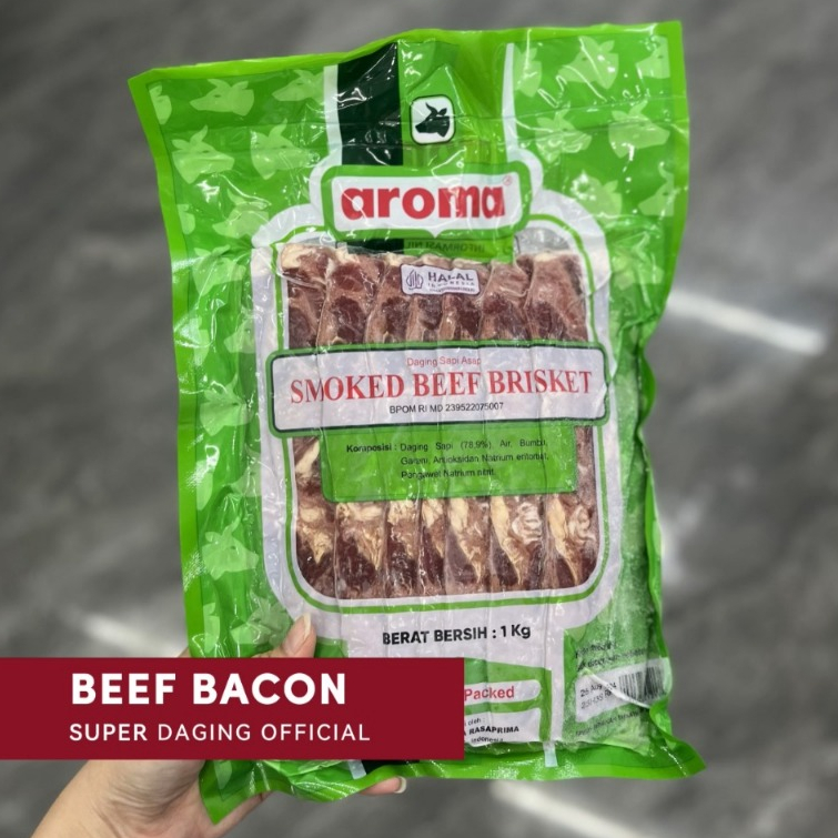 

Beef Bacon Aroma | Smoked Beef Brisket 1kg - Super Daging Tangerang