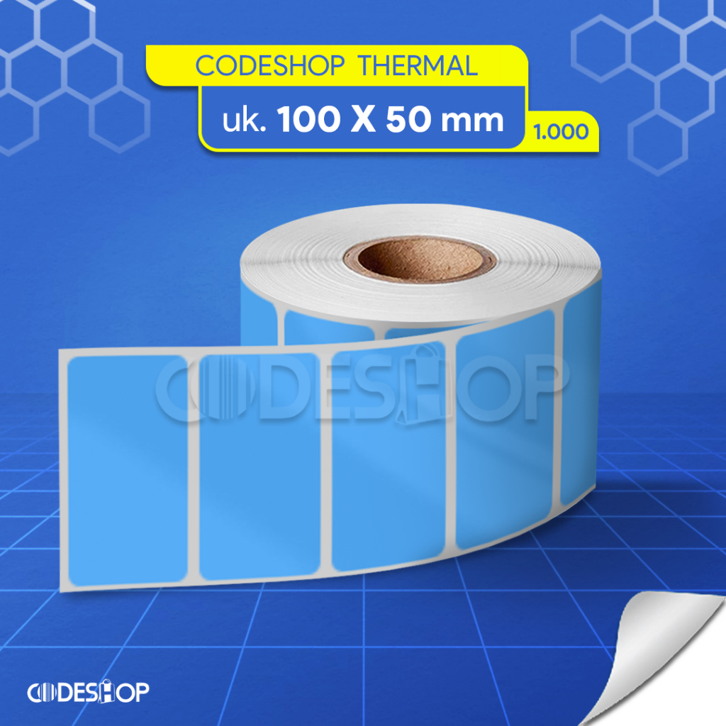 

Stiker Label Termal Biru 100 x 50 / 100x50 mm / 100x50mm / 10x5 cm 1000 Pcs