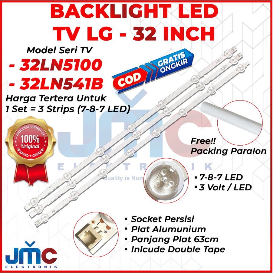 BACKLIGHT TV LED LG 32 INCH 32LN5100 32LN541 32LN541B 32LN LAMPU LED BACKLIGHT 32IN 7K 8K 7K LED 3V