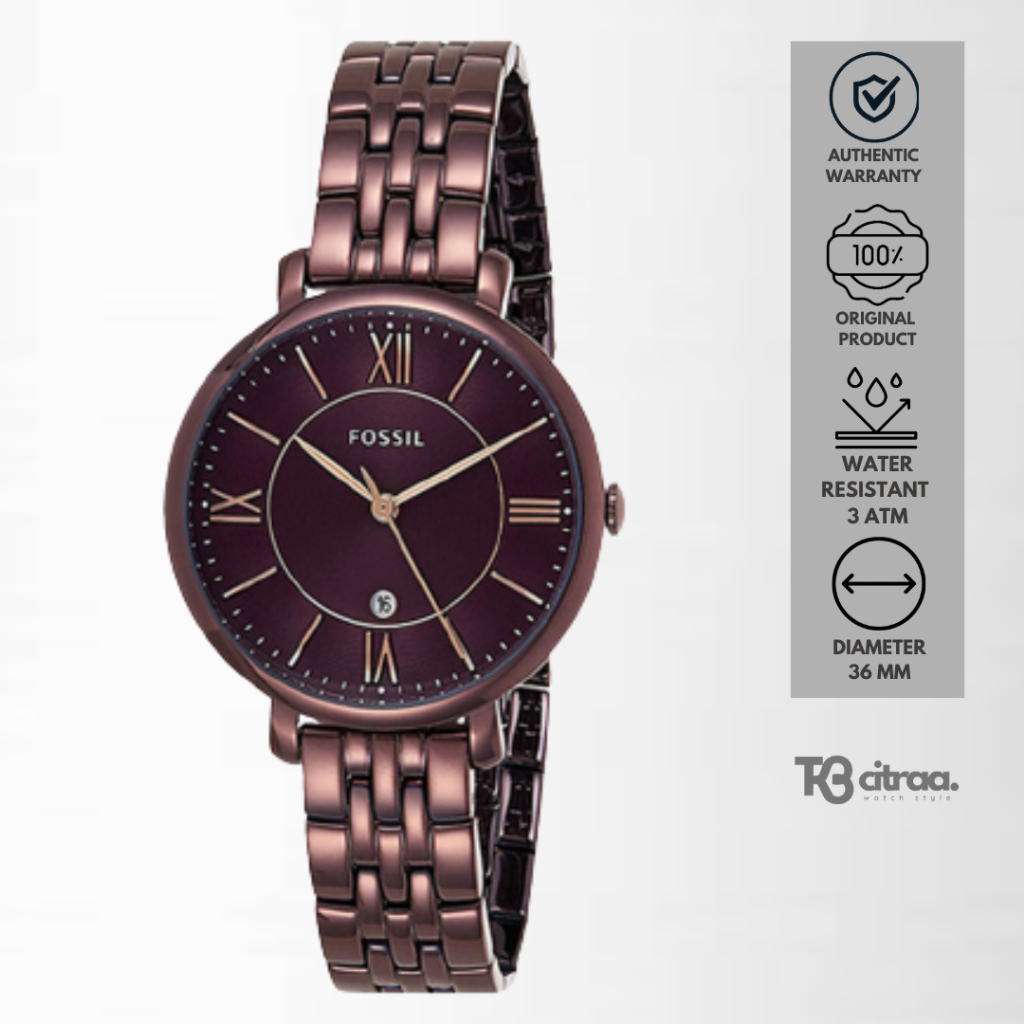 jam tangan fashion wanita fossil ladies Jacqueline analog strap rantai cewek stainless steel water resistant luxury watch mewah casual original ES4100