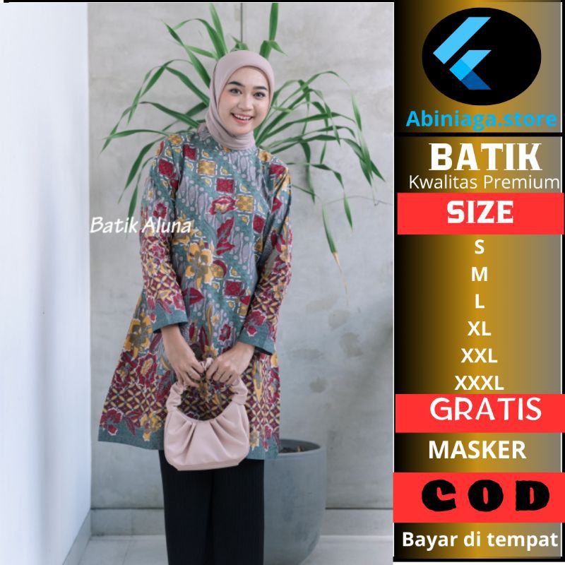 Baju Batik Wanita Tunik Premium Aluna TBA 120