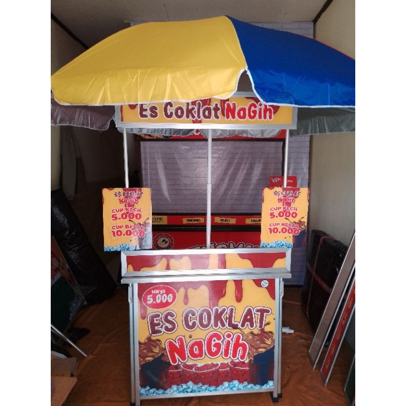Booth Portable Meja Lipat Dagang Es 100x60 Dengan Payung