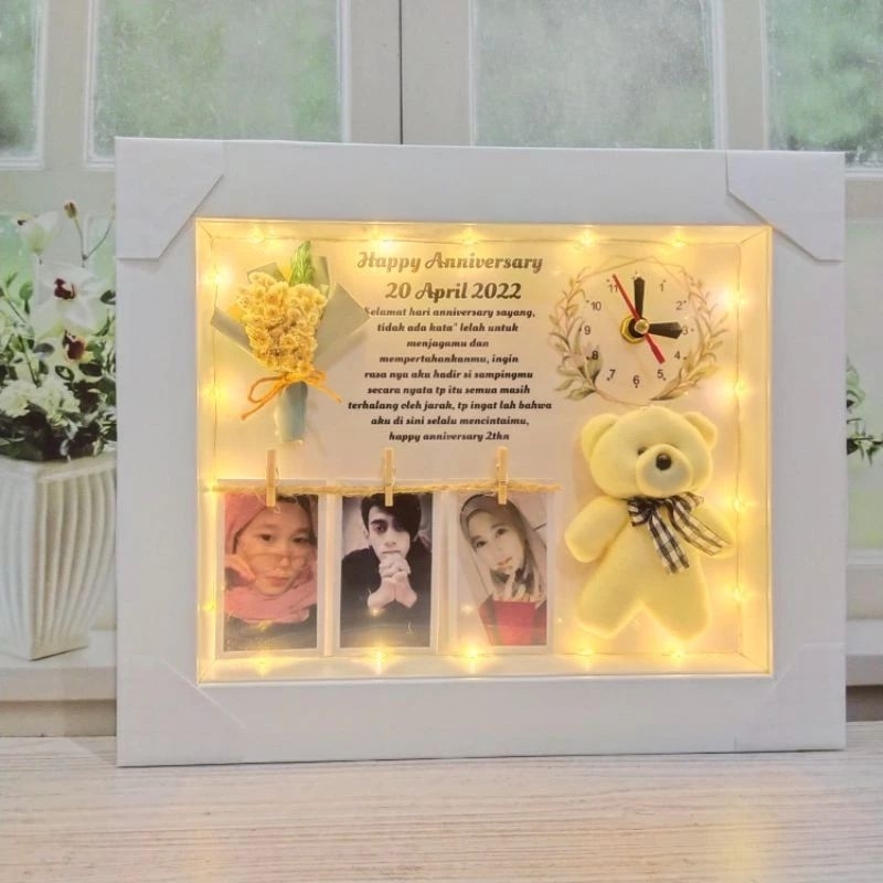 30×25 GIFT FRAME 3D | JAM DINDING LAMPU TUMBLER | FRAME FOTO LED