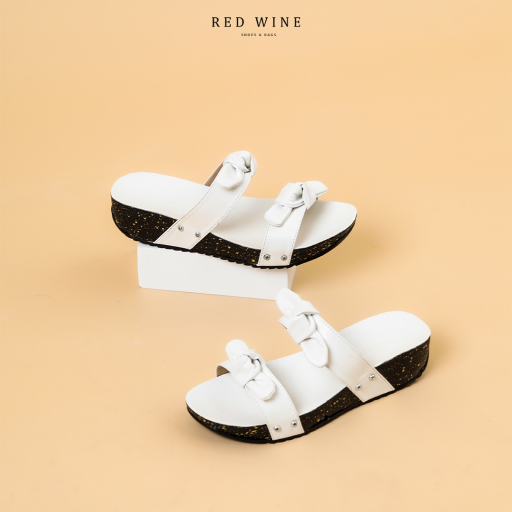 Red Wine HNR071 KYRA Sandal Wedges Wanita 5cm