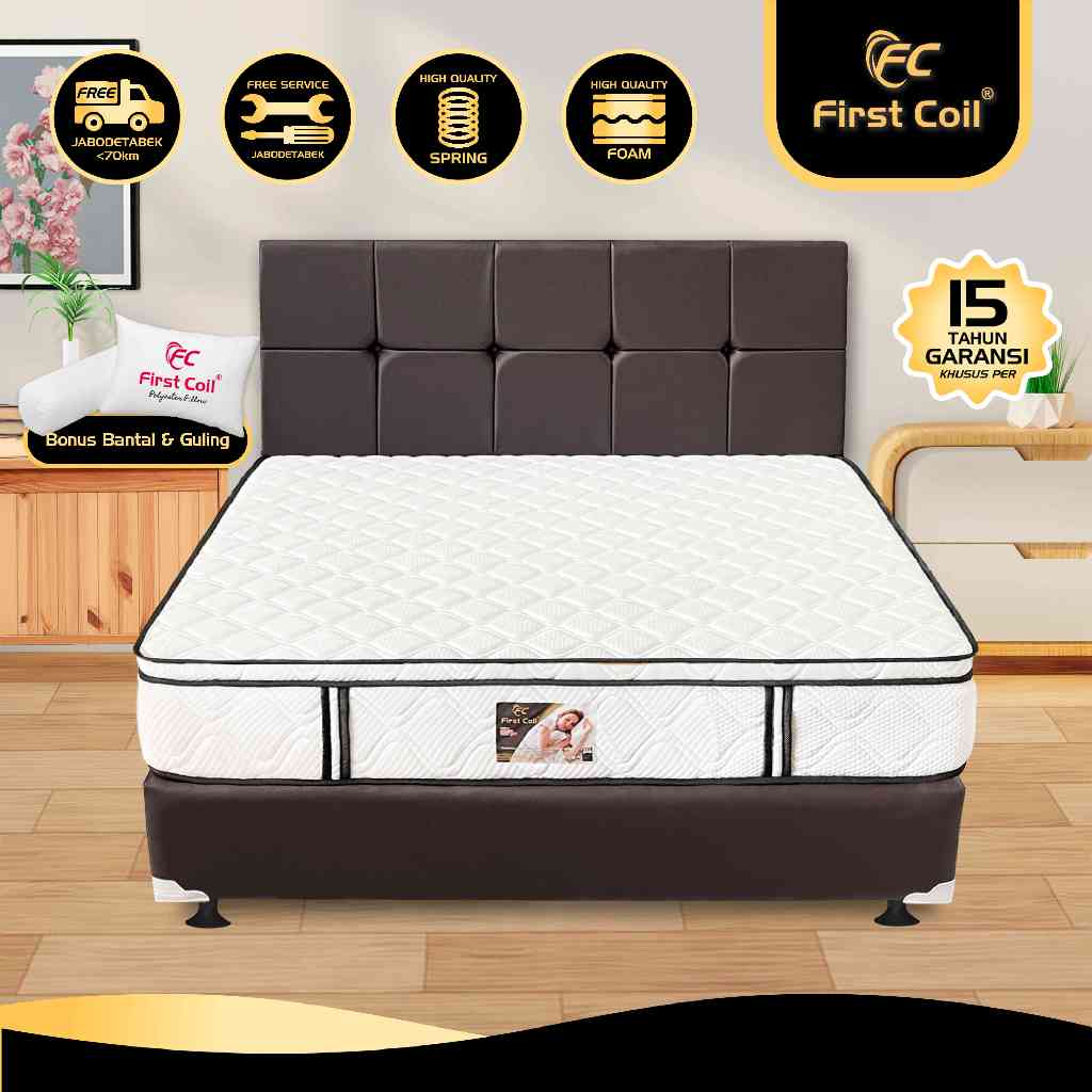 First Coil Springbed Silver Plushtop - Kasur Springbed Fullset