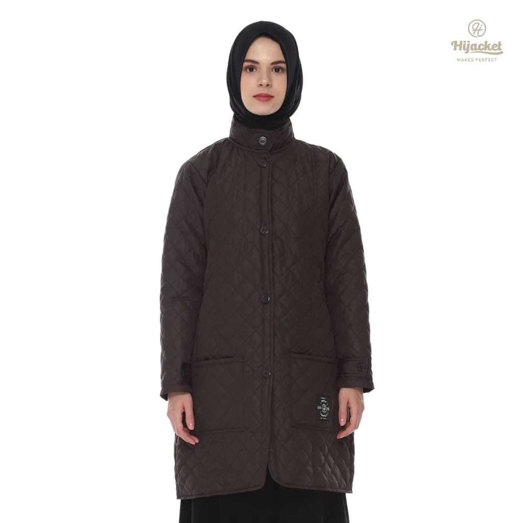 HIJACKET - Jaket Hijaber BELVA Scarlett Brown | Jaket Wanita Panjang | Outerwear For Hijaber