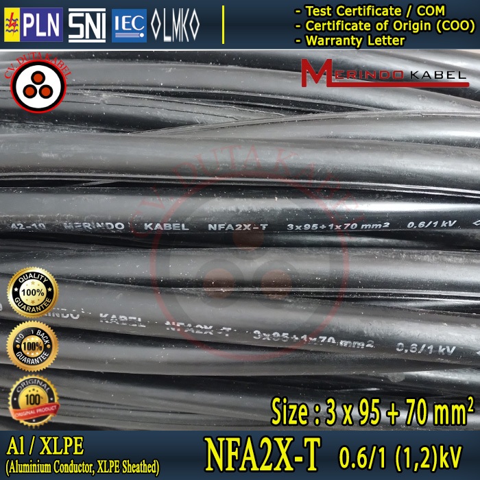 Kabel NFA2X-T 3x95 mm2+70 mm2 SUTRADO / MERINDO (Twisted Cable/Kabel Udara/Kabel PLN/Kabel SR/LVTC)