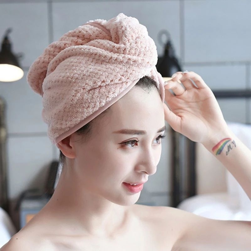 Handuk Keramas Hair Wrap Drying Towel Microfiber Pengering Rambut Cepat Kering Turban Mandi