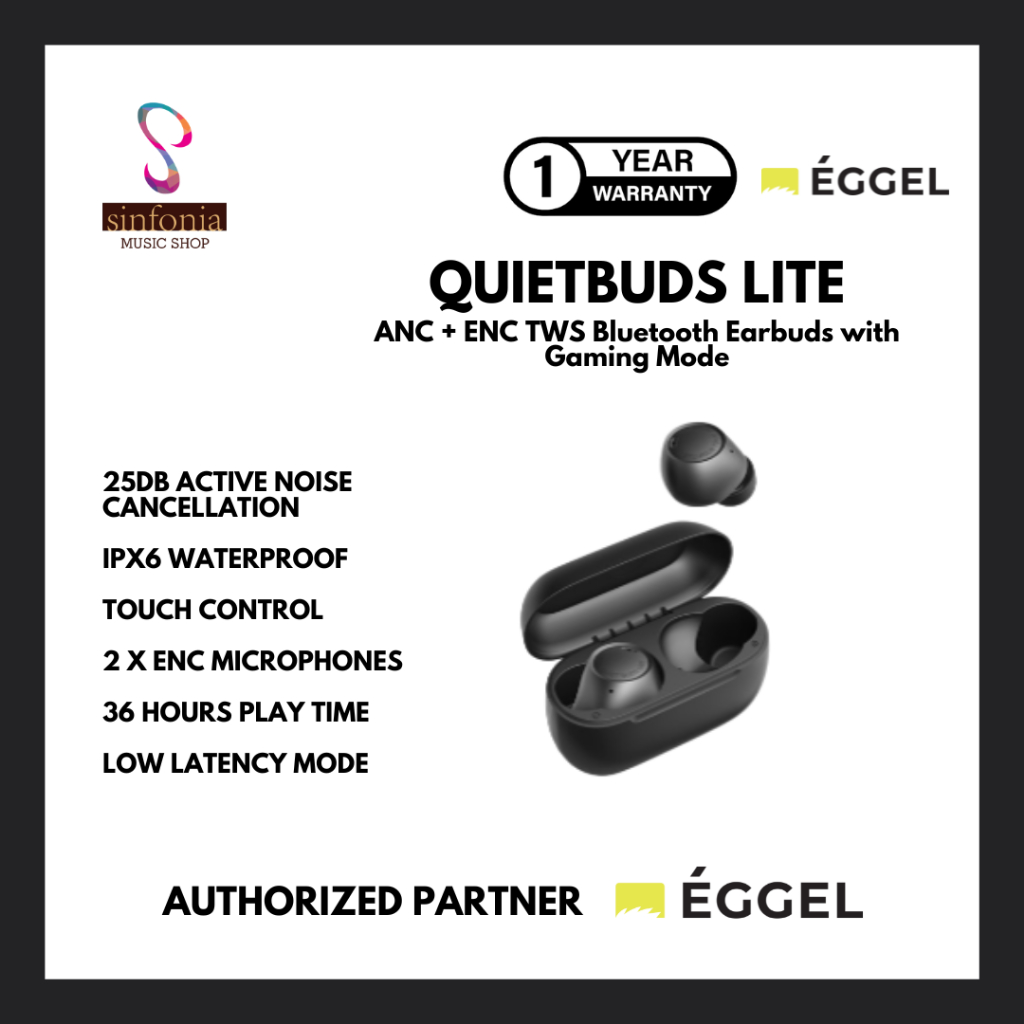 Eggel QuietBuds Lite ANC + ENC TWS Bluetooth Earbuds with Gaming Mode