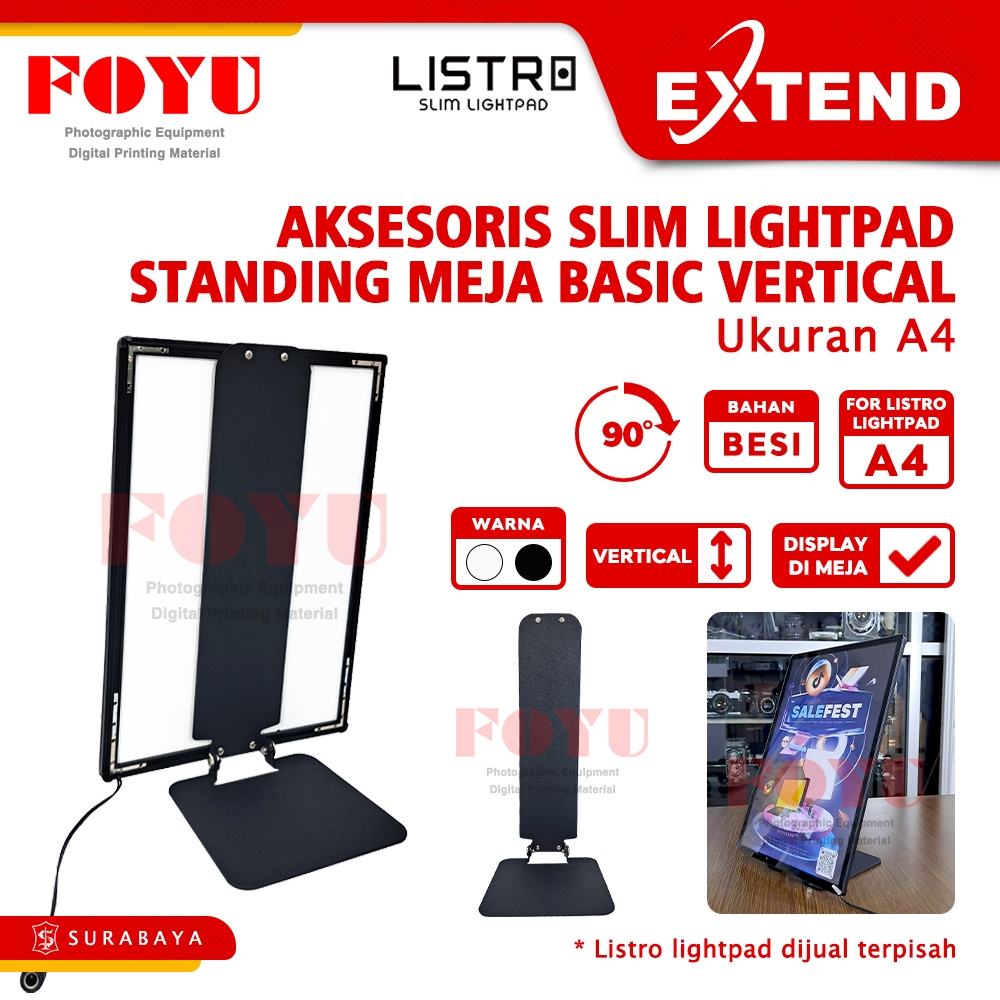 Aksesoris Listro Slim Light Pad Penyangga Dudukan Banner Poster Menu Standing Meja Basic Vertical A4