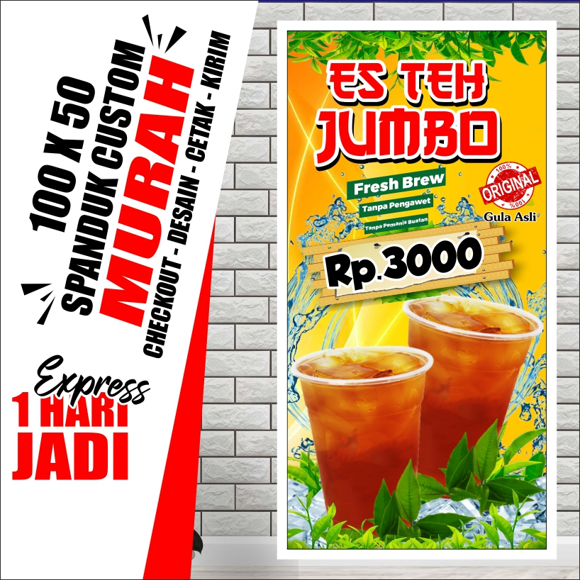 Banner Es Teh Jumbo, Spanduk Es Teh Jumbo 100x50cm, COD
