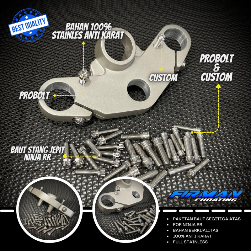PAKETAN PROBOLT BAUT SEGITIGA ATAS NINJA RR M6x25 & M8x25 (Harga 4 Biji)