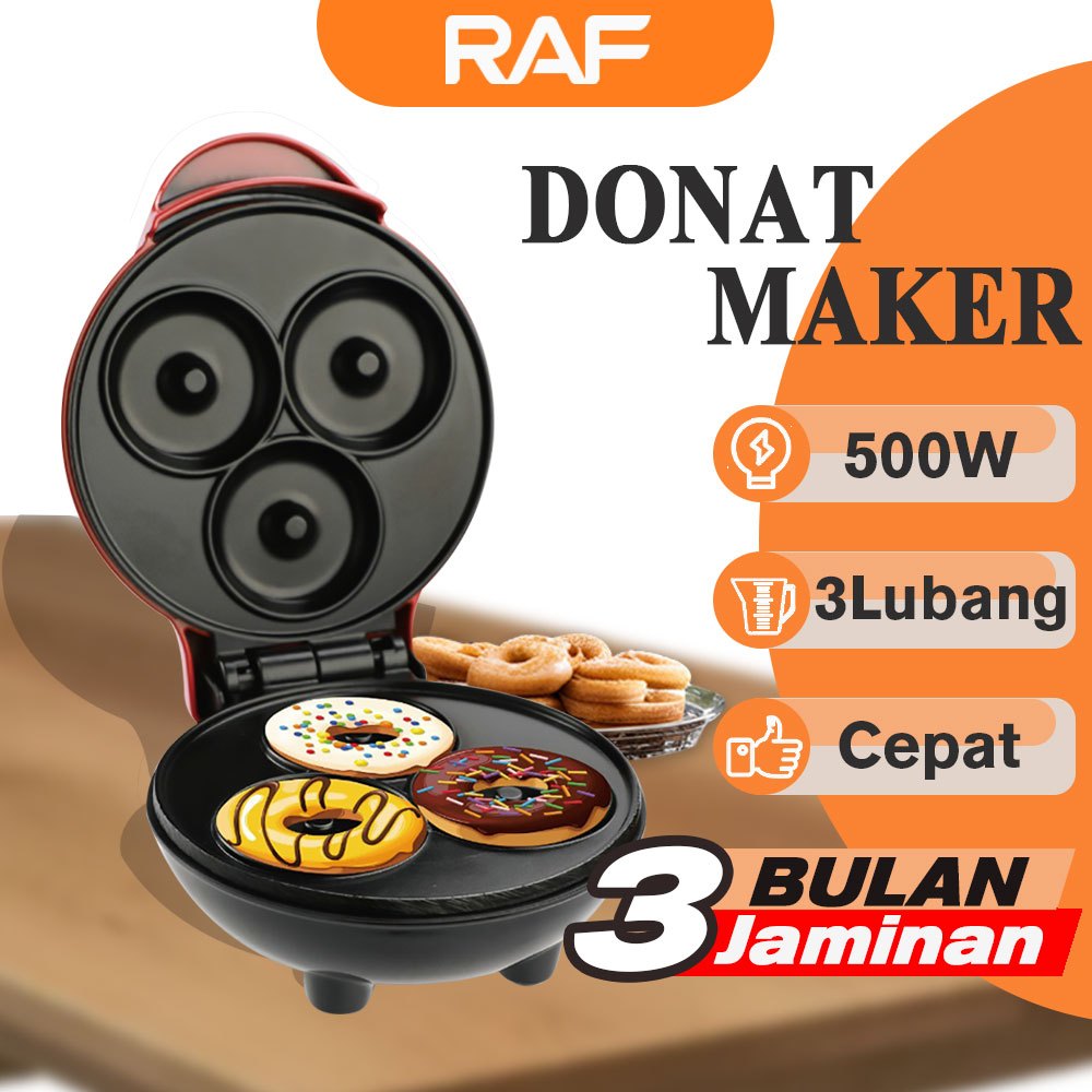 ORIGINAL (VVN) RAF ELECTRIC DONAT MAKER 3 LUBANG CETAKAN DONAT MINI BULAT ALAT PEMBUAT LISTRIK 500W