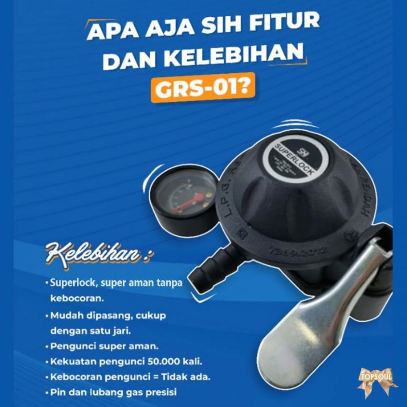 Regulator Jepit Superlock GRS-01 / Regulator Kompor Gas Tekanan Rendah GRS 01 Kepala gas GRS01