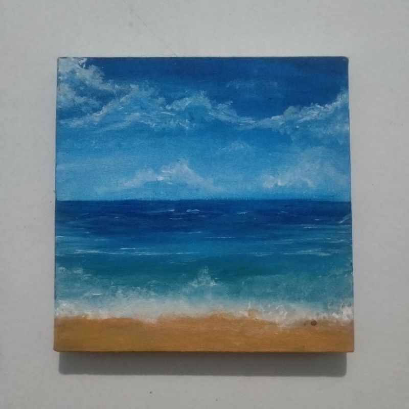 Lukisan Kanvas PEMANDANGAN PANTAI(ukuran20x20)