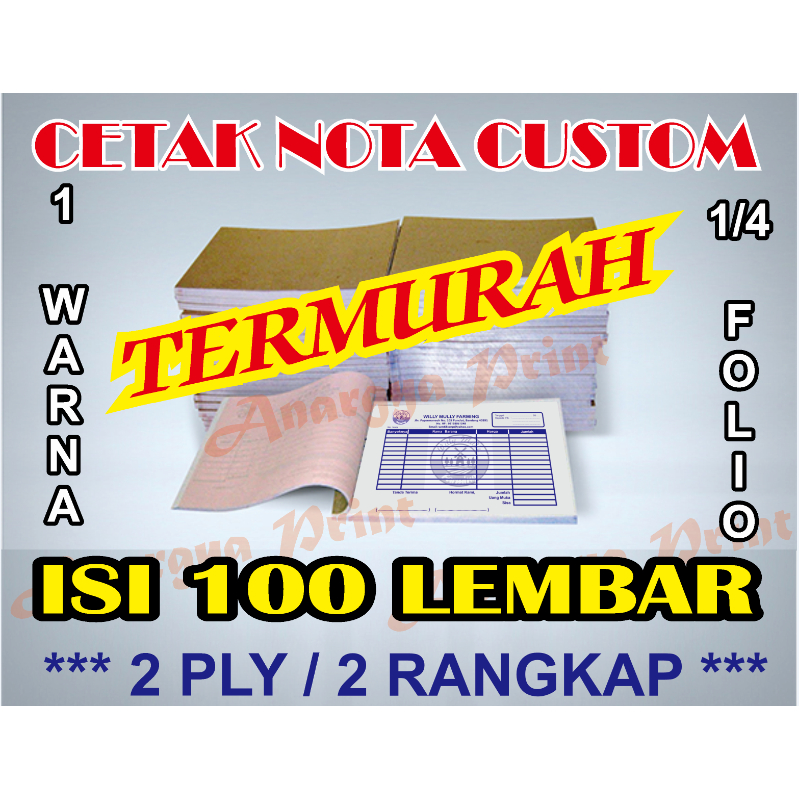 

CETAK NOTA CUSTOM SATUAN ukuran 1/4 Folio