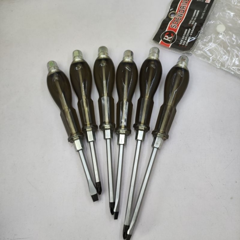 Obeng ketok set 6 pcs plus minus VANADIUM CROME obeng plus obeng minus