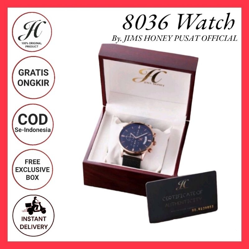Jam Tangan Pria Antiair Original Jims Honey JH 8036 Men Watch Water Resistance