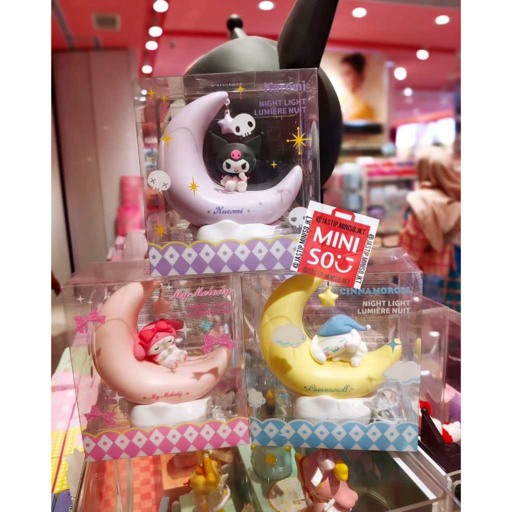 MINISO x SANRIO Lampu Tidur LED CINNAMOROLL, KUROMI, MY MELODY, HELLO KITTY Crescent LED Night Light