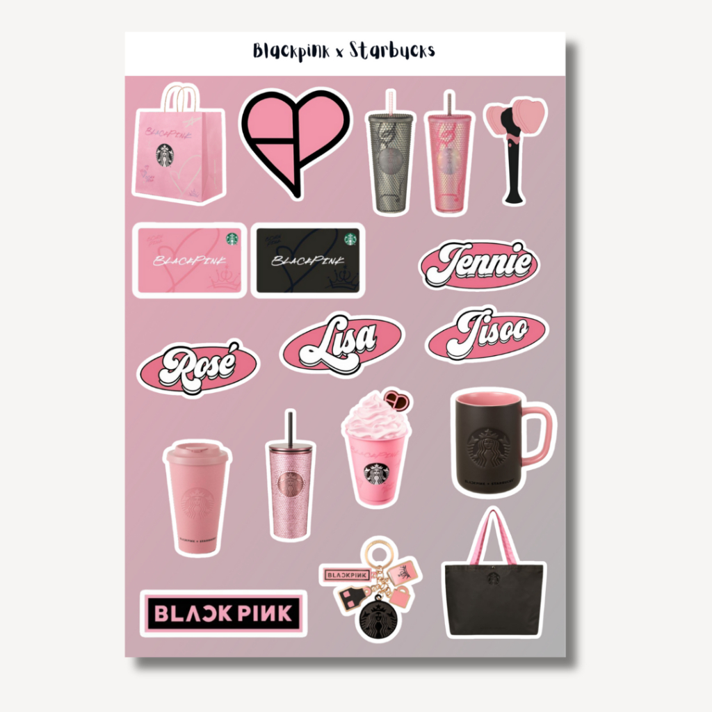 

Sticker tumblr Blackpink × Starbucks 18 pcs Uk. A5 A6 Kpop blink sticker aesthetic sticker tumblr Vinyl waterproof sticker blackpinkdekorasi