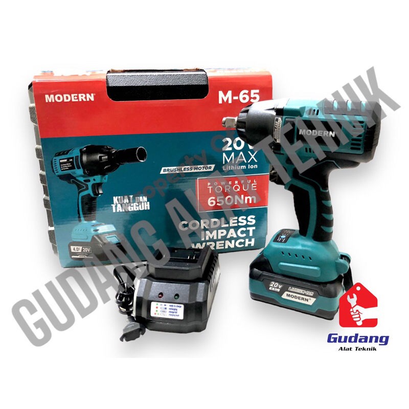 MODERN M-65 Impact Wrench Cordless Alat Pembuka Baut Impek Baterai