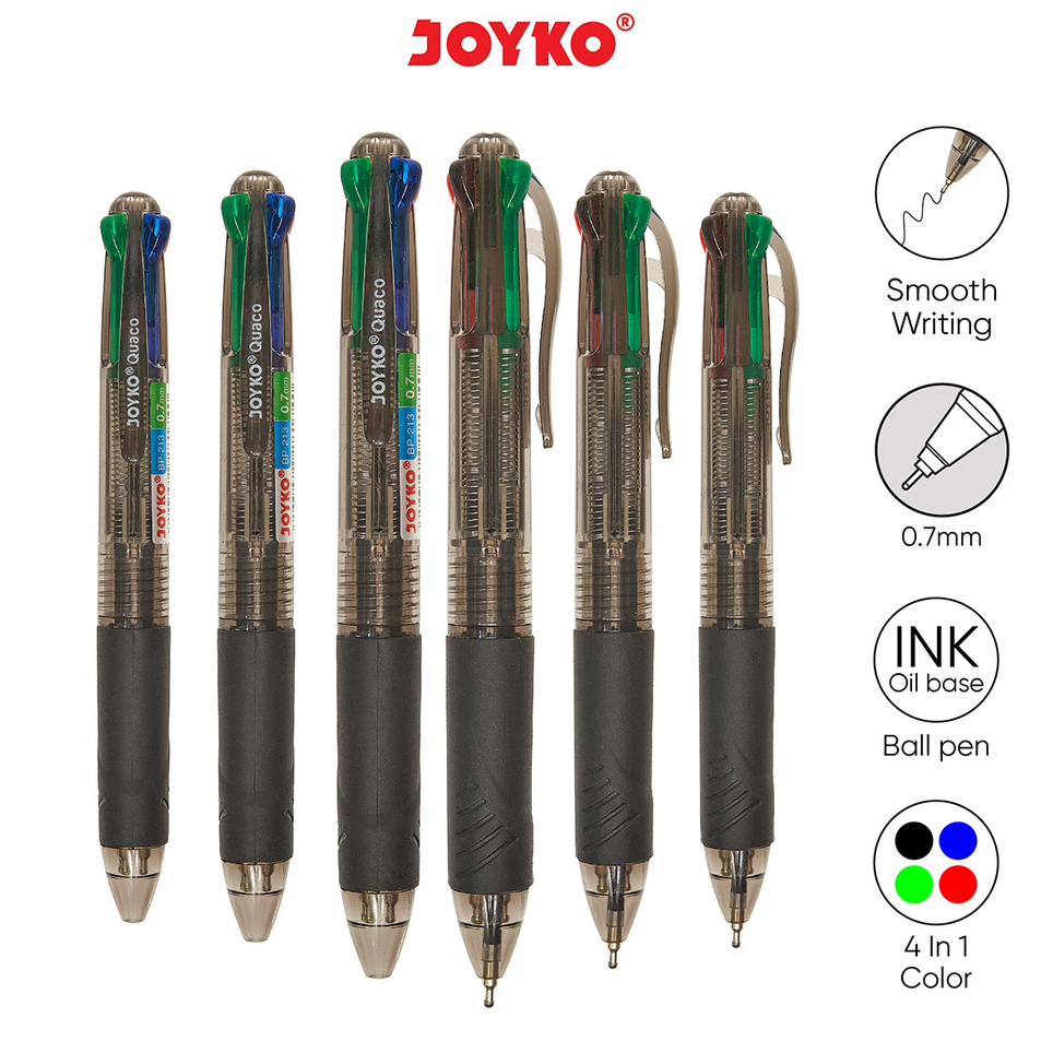 

Seller Ball Pen Pulpen Pena Joyko BP-213 Quaco 0.7 mm 4 Warna Colors