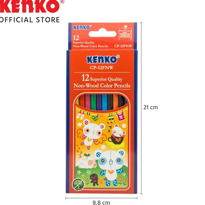 

↕➨⁑✲ KENKO PENSIL WARNA PANJANG NON WOOD 12 WARNA Harga Murah