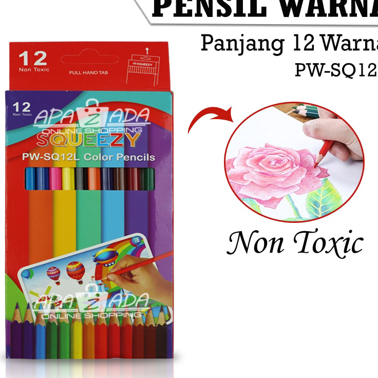 

★★★★ Apazada - Pensil Warna Panjang Murah / Color Pencils 12 Warna / Pensil Warna Anak / Pencil Colour Murah Berkualitas Bisa Cod