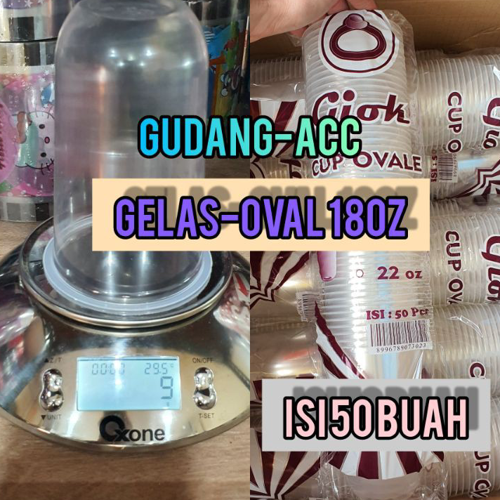 Bayar Di Tempat Gelas Oval 18oz / Cup Oval 18 Oz / Gelas plastik Oval 18oz / U Cup 18 oz isi 50buah