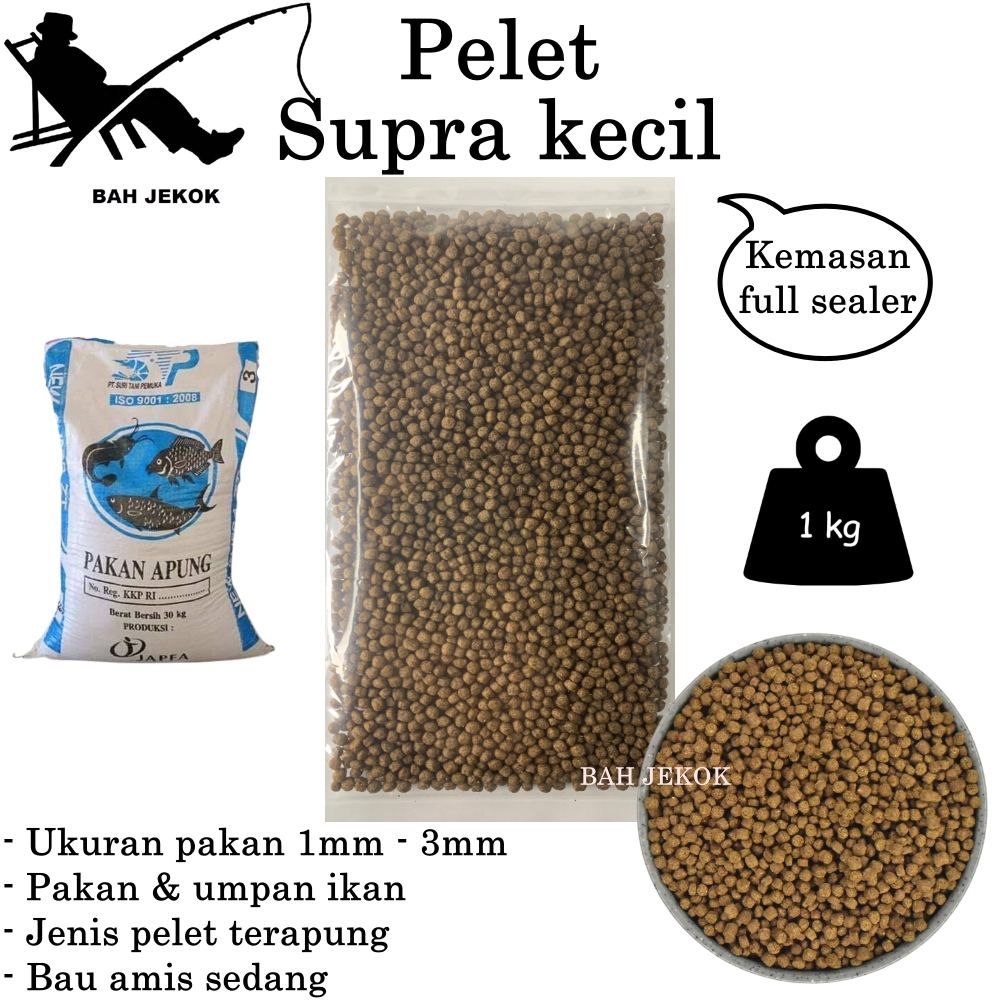 Pelet Supra Kecil Apung Umpan & Pakan Ikan Jitu Kolam & Laut