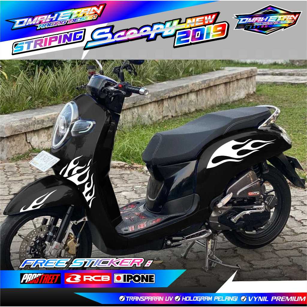 STRIPING VARIASI MOTOR SCOOPY NEW 2019 DESAIN API / STICKER LIST HONDA SCOOPY 2019