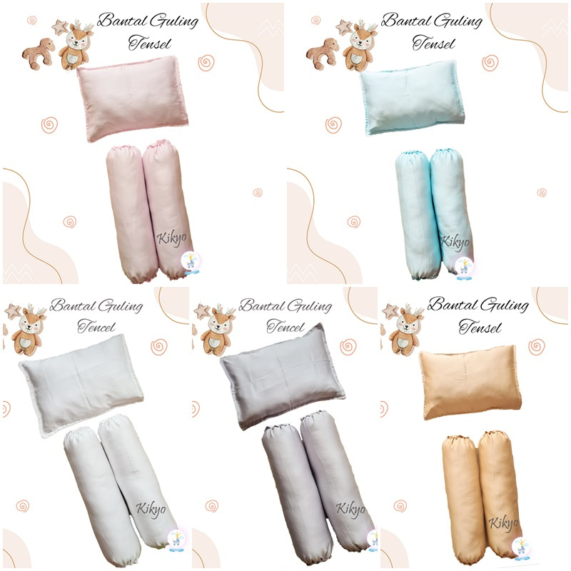 Bantal Guling Bayi Newborn 1 Set Tensel Polos