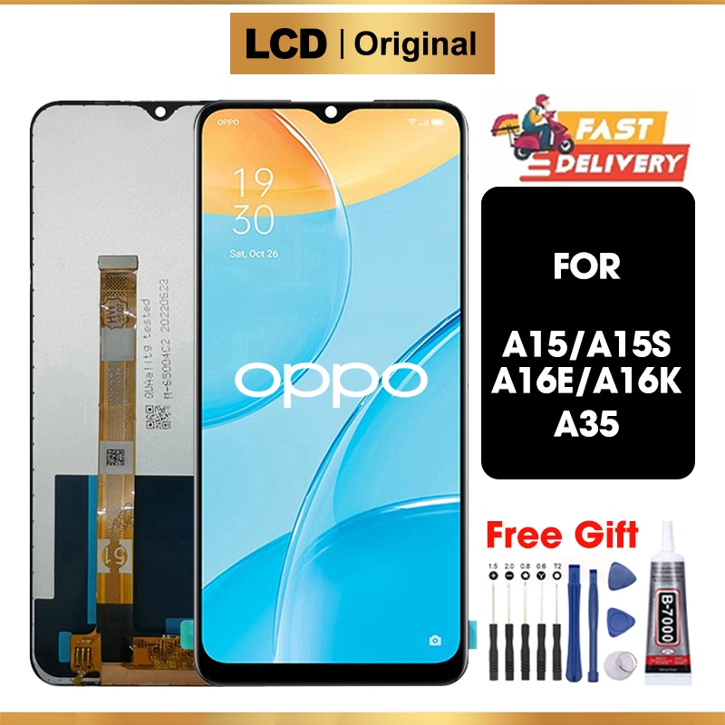 LCD OPPO A15 -  oppo A15S - A16E - A16K - A35 Original TOUCHSCREEN Fullset Crown Murah Ori Compatible For Glass Touch Screen Digitizer