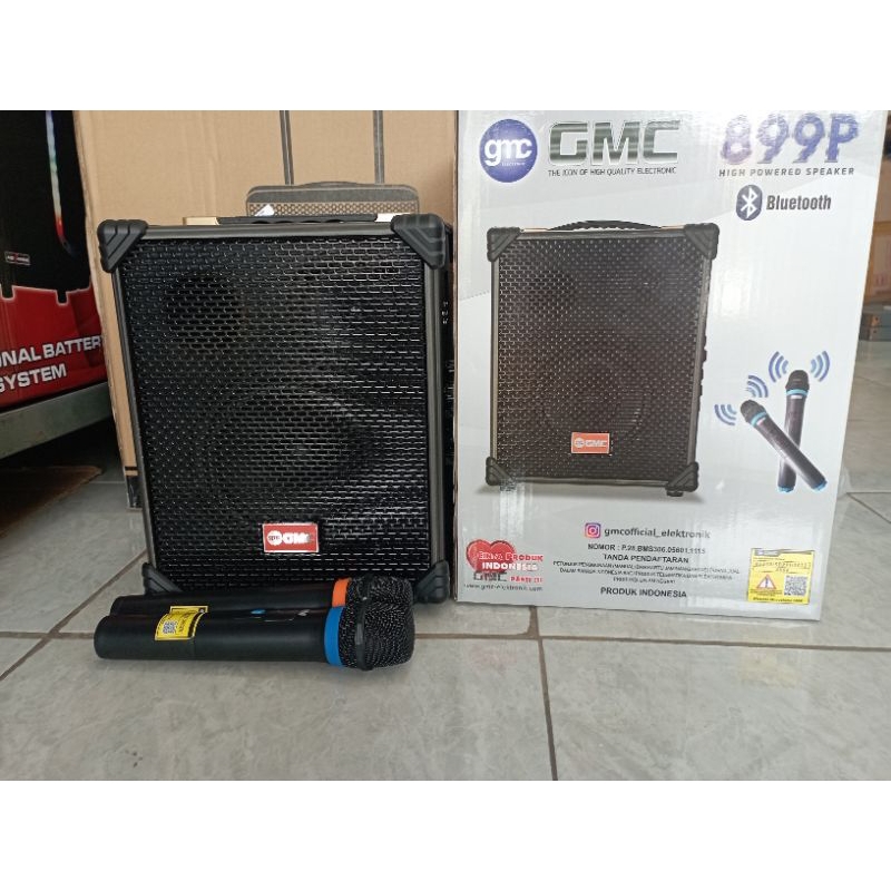 GMC 899P Bluetooth Speaker Portable Karaoke 2 Mic Wireless