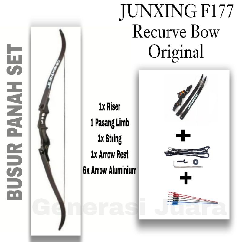 Junxing F177 Recurve Bow Hunting Set / Busur Panah Standart Panah Original